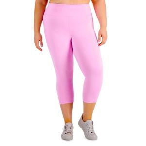 NWT ID Ideology Plus Size Cropped Leggings Pink Stone With Pockets Sz 3X New